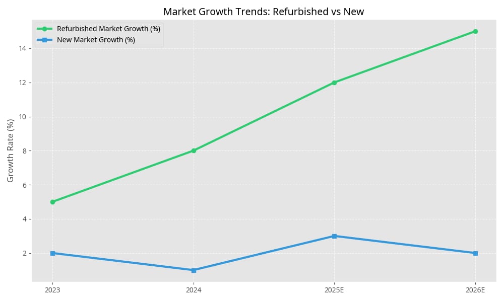 Market Growth Trends - Refurbished vs New Smartphones