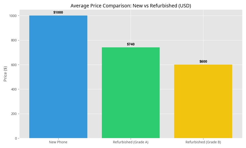 Price Comparison Graph - New vs Refurbished Phones