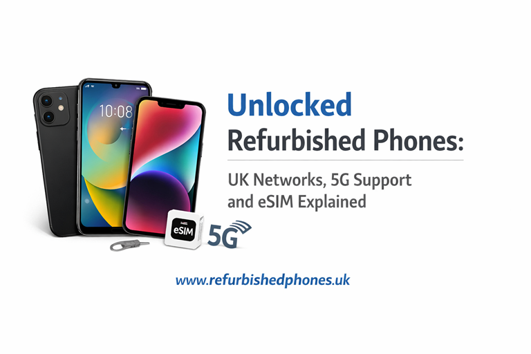 Unlocked refurbished phones UK networks, 5G support and eSIM