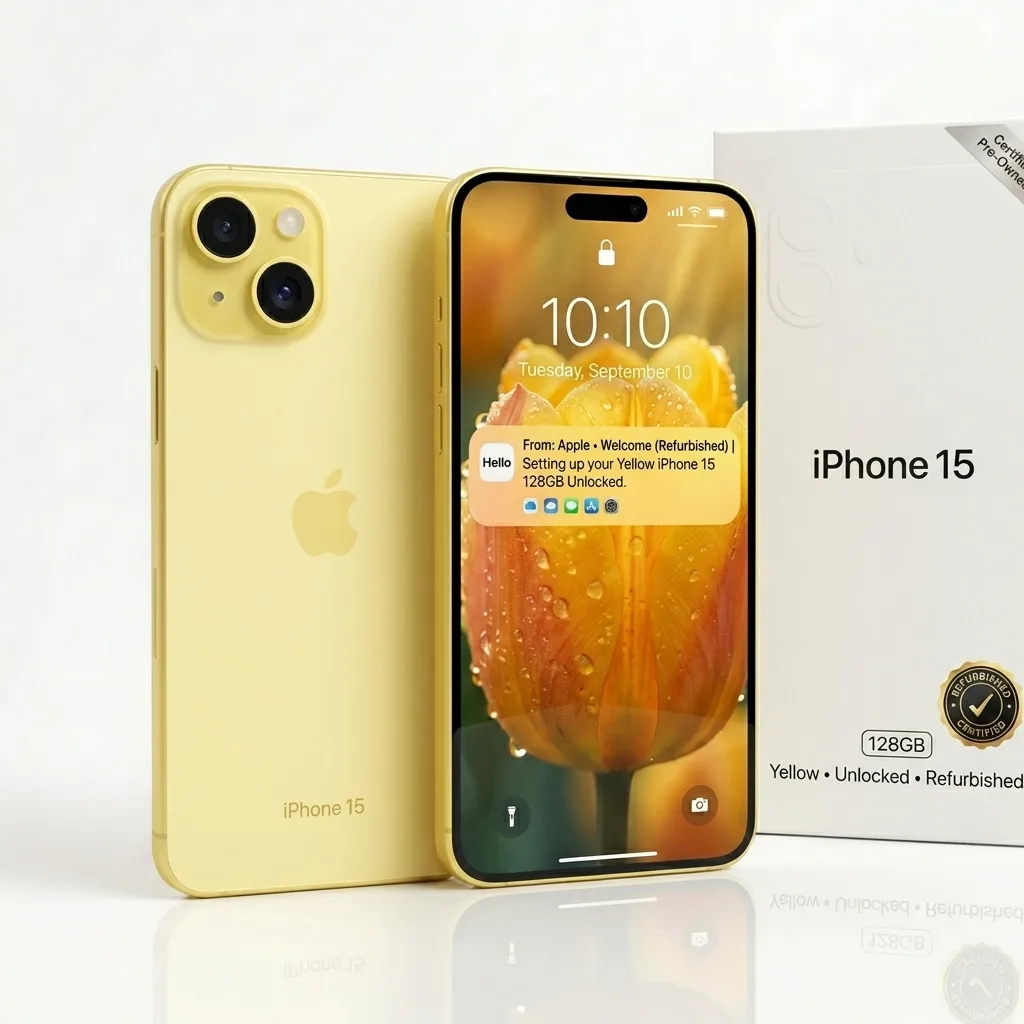 Refurbished iPhone 15 128GB Yellow UK | Refurbished Phones