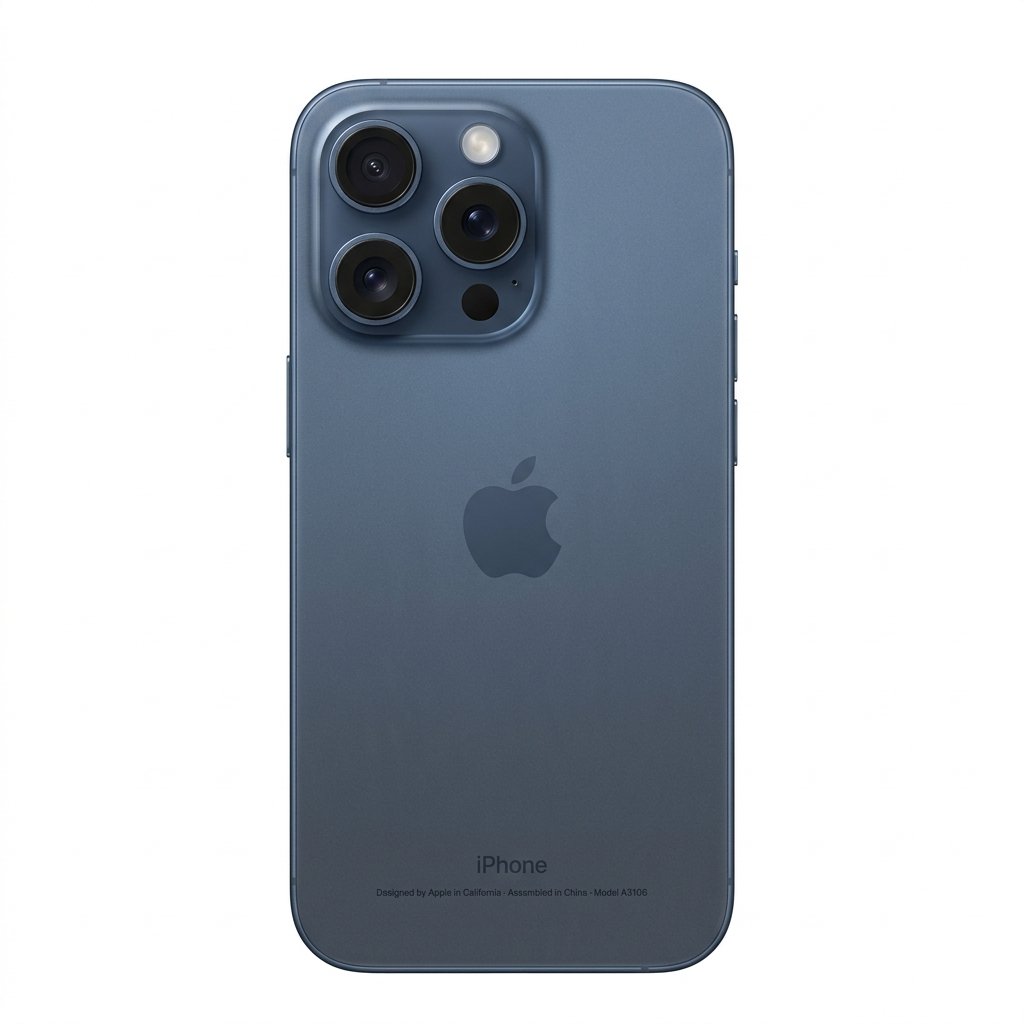 Apple iPhone 15 Pro Max in Blue Titanium finish, 512GB storage, unlocked, front and back view showing camera module