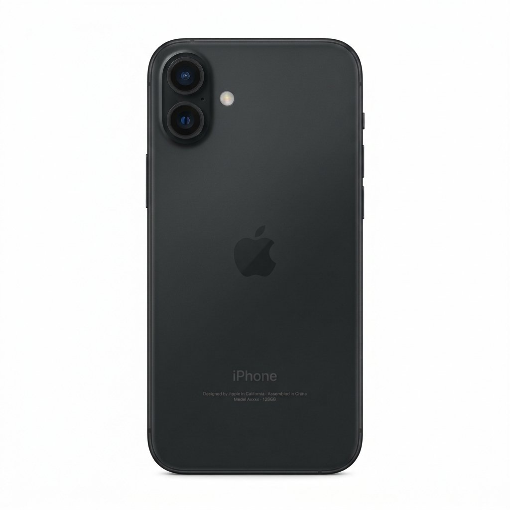 iPhone 16e 128GB Black Unlocked smartphone front and back view