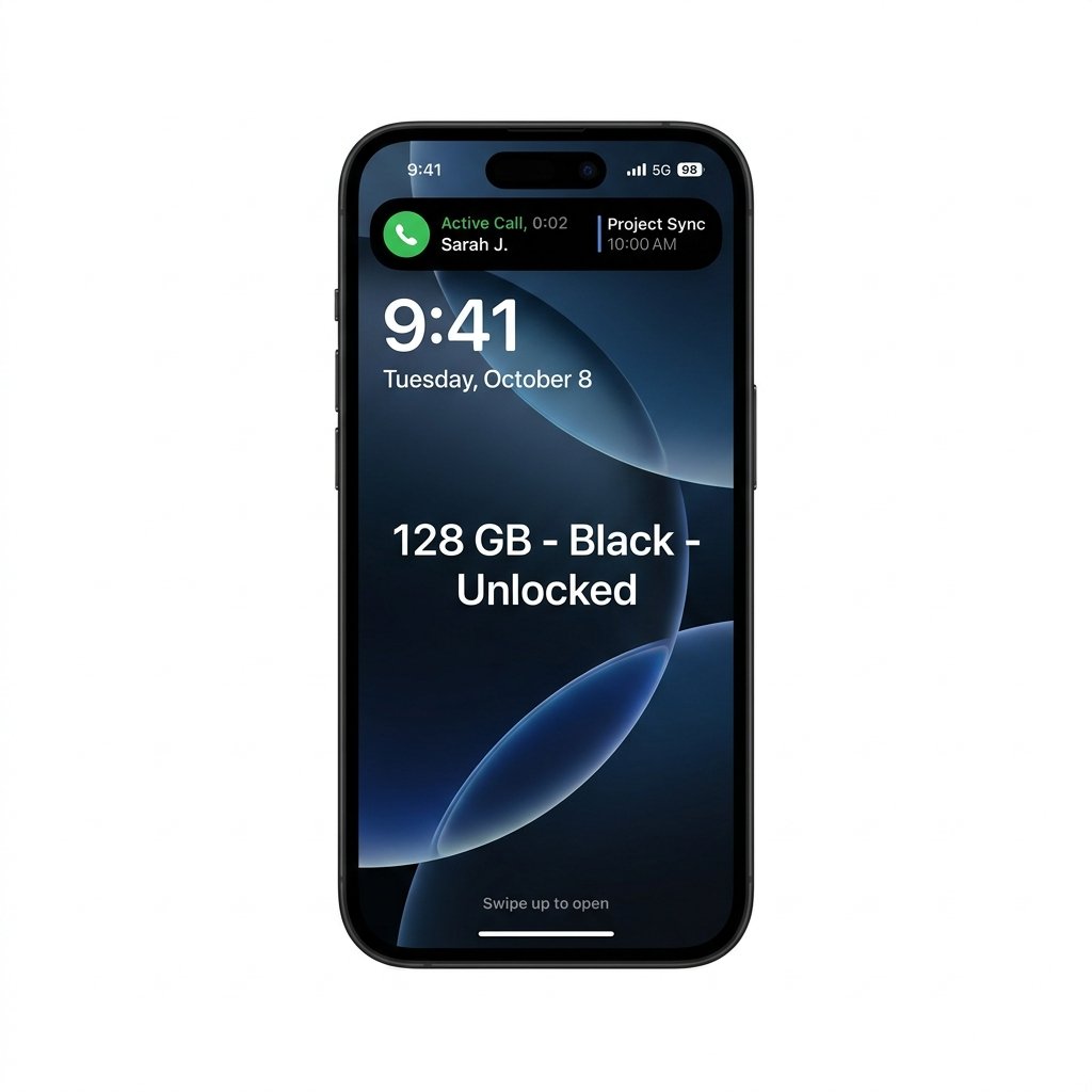 iPhone 16e 128GB Black Unlocked smartphone front and back view