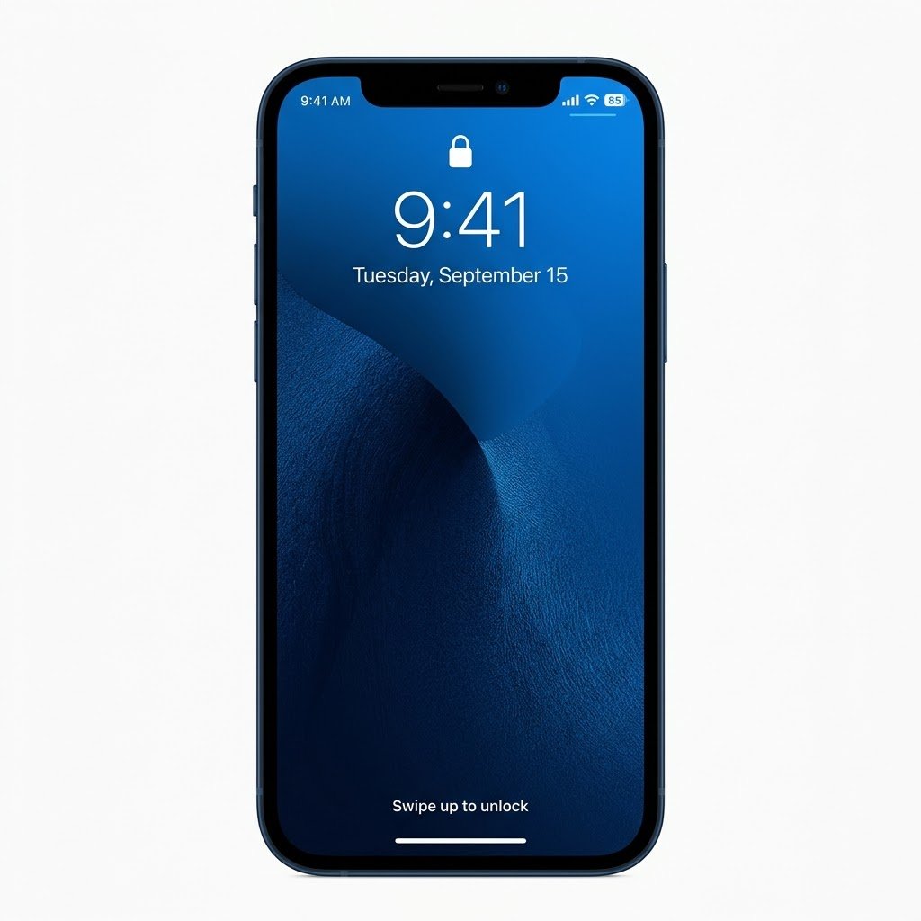 Apple iPhone 12 128GB Blue unlocked smartphone, front and back view on plain background